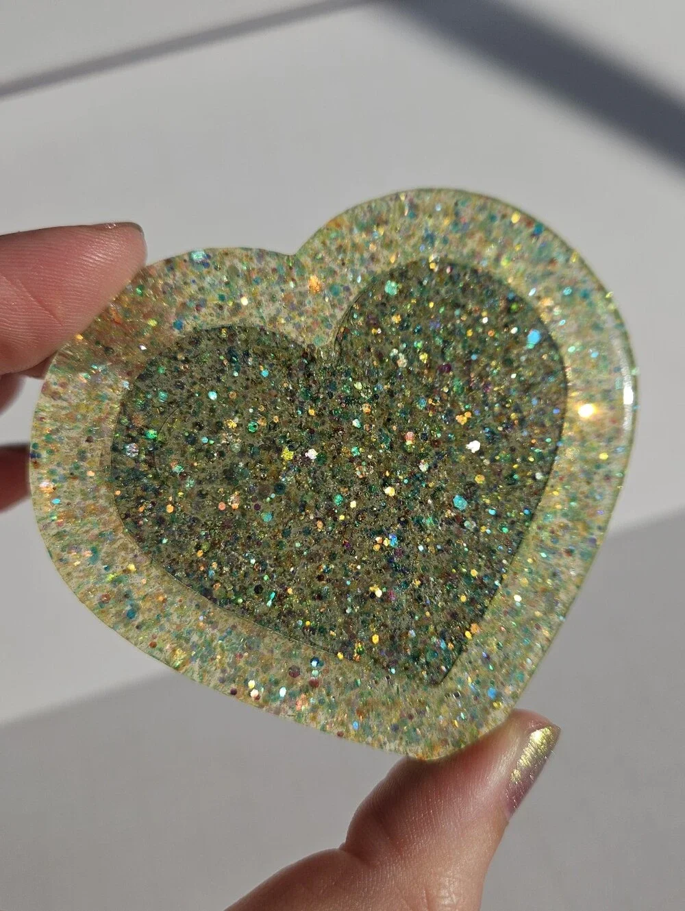 Handmade Green Glitter Mini Pocket Resin Mirror Makeup Mirror Frog Girly Cute